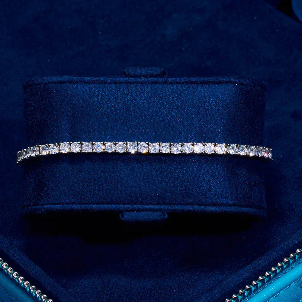 Mayfair London 4.0mm Moissanite Tennis Bracelet in 18K White Gold Finish
